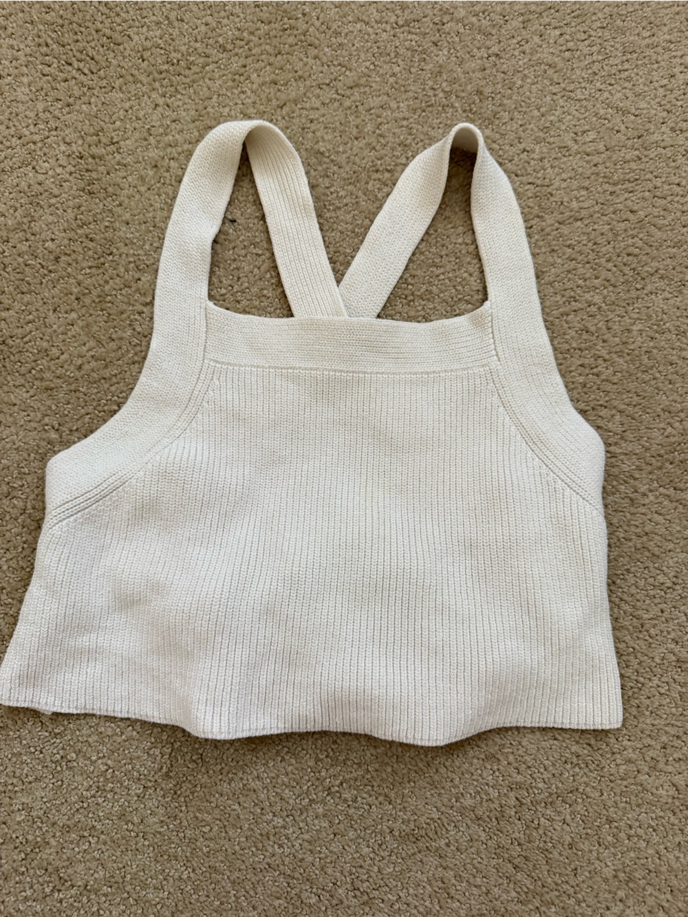 Wilfred Cream Knit Square-Neck Crop Tank